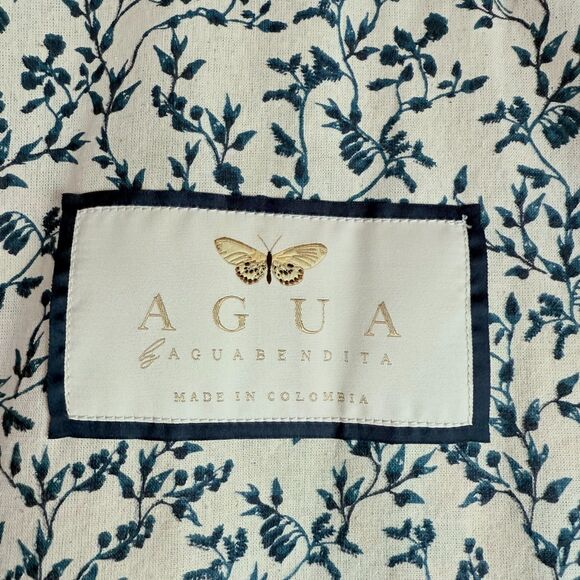 NWT AGUA by Agua Bendita Pupe Prado Floral Applique 100% Linen Mini Dress Size M - Picture 11 of 16